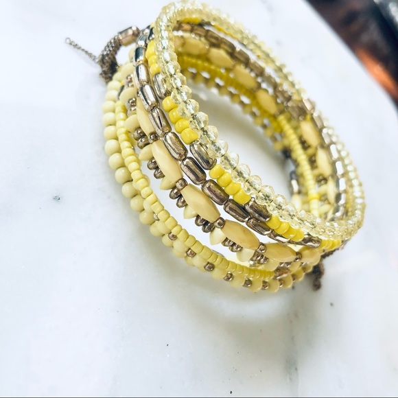 Yellow Beaded Wrap Bracelet - Picture 1 of 3